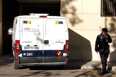 El fugón de la policía que traslada al  Gitanillo , a su llegada esta tarde a la Audiencia Nacional.