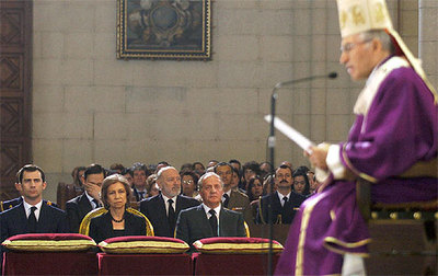 El arzobispo de Madrid, Antonio María Rouco Varela, durante la misa funeral en la catedral de la Almudena de Madrid.