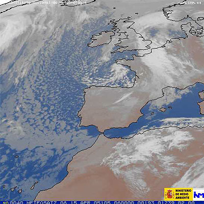 Imagen de España tomada hoy por el satélite Meteosat.