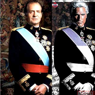 En la imagen, la fotografía oficial del Rey junto a la imagen del cómic de  X-Men .