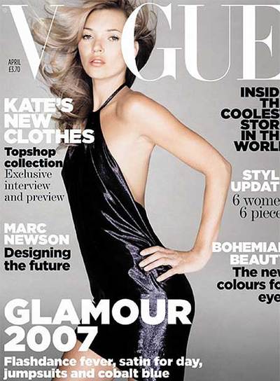 Kate Moss, en la portada de abril de la revista  Vogue .