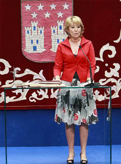 Esperanza Aguirre, durante su discurso de toma posesión.