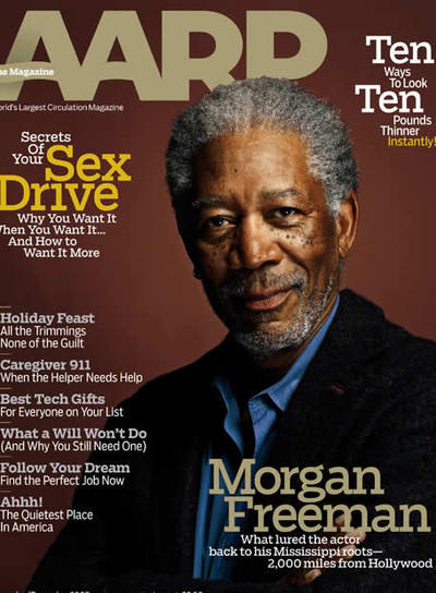 Morgan Freeman, en la portada de la revista de la Asociación Nacional de Jubilados estadounidense.