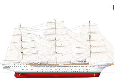 Gráfico de cómo será el  Sea Cloud Hussar .