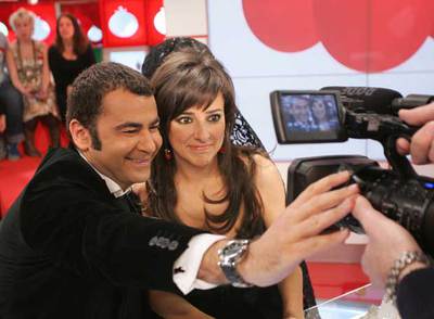 Jorge Javier Vázquez y Carmen Alcayde, durante la última emisión de  Aquí hay tomate. 