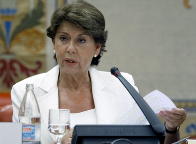 La ministra de Fomento, Magdalena Álvarez, en su comparecencia en el Congreso para explicar su gestión en el accidente de Barajas.