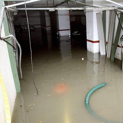 Vista de unos garajes inundados en la Ciudad Autónoma de Ceuta