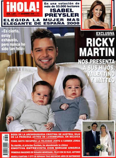 Ricky Martin presenta a sus bebés Valentino y Matteo
