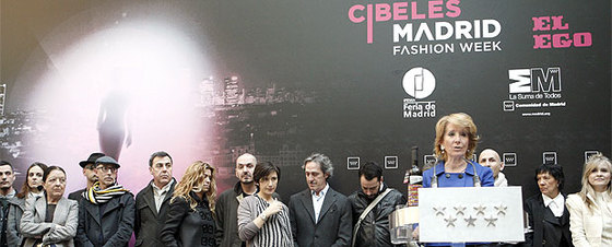 Esperanza Aguirre, durante su discurso en la recepción a los diseñadores de Cibeles.