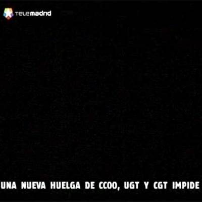 La pantalla de Telemadrid, en negro y con el mensaje de la dirección.