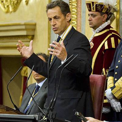 El presidente francés, durante su intervención ante el pleno conjunto de las dos Cámaras