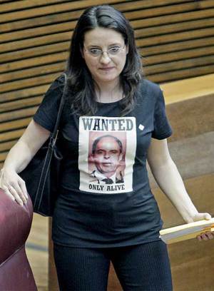 Mónica Oltra, a su llegada a las Cortes valencianas.