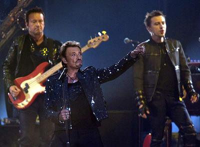 El músico Johnny Hallyday durante un concierto
