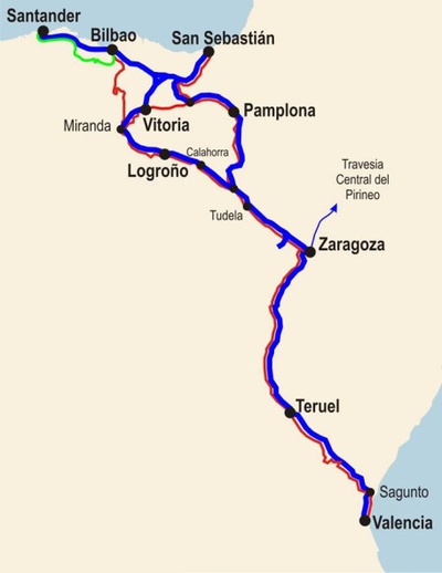 Proyecto de corredor ferroviario entre Cantabria y Valencia presentado por el Ministerio de Fomento.