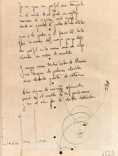 El soneto manuscrito de Lorca que sale a subasta.
