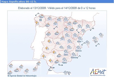 La nieve protagoniza la previsión meteorológica para hoy.