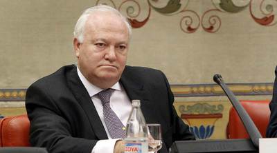 Miguel Ángel Moratinos, durante su comparecencia de ayer en el Congreso sobre el  caso Haidar. 