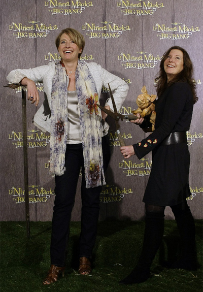 La actriz Emma Thompson junto a la directora Susan White, durante la presentación en Madrid de la película  La niñera mágica y el Big Bang .