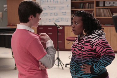 Imagen de la serie  Glee  con dos de sus protagonistas Chris Colfer, a la izquierda, y Amber Riley.