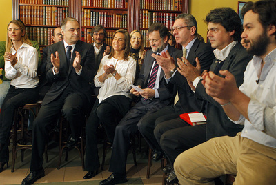 El presidente del PP, Mariano Rajoy, durante la presentación de la  Blogosfera Popular .