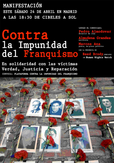 Cartel de la manifestación convocada por artistas españoles para el sábado 24 de abril en apoyo al magistrado.