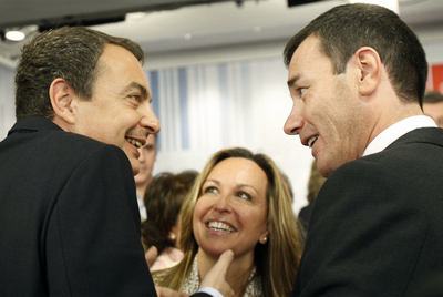 Zapatero, Jiménez y Gómez, en 2008, durante las elecciones generales