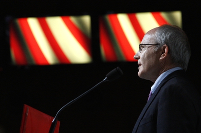 El presidente de la Generalitat, José Montilla, durante el acto de ayer