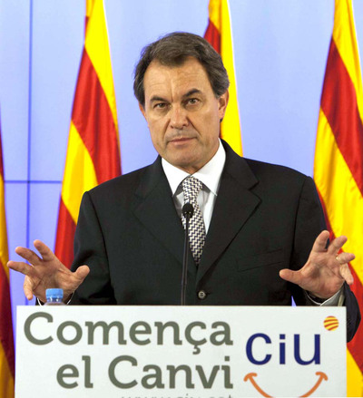 Artur Mas, líder de CiU, durante su declaración institucional.