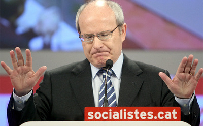 El todavía presidente de la Generalitat, José Montilla, en la comparecencia de esta mañana