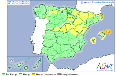 Provincias en alerta naranja y amarilla por viento, frío y nieve.
