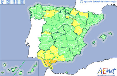 Mapa de alertas de la Aemet