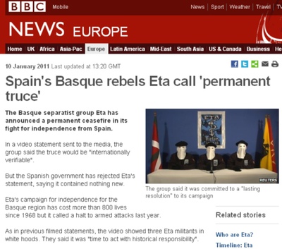 Página web de la cadena británica BBC.