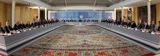 Un momento de la reunión del presidente del Gobierno con los empresarios.