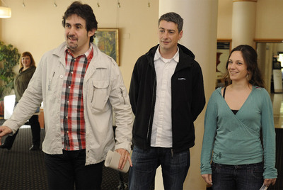 Pello Urizar, Oskar Matute e Itziar Amestoy, en Vitoria.