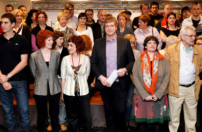 La coalición Bildu ha presentado hoy sus candidatos al Ayuntamiento de Pamplona y al Parlamento de Navarra.