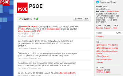 Perfil del Partido Socialista en la red social