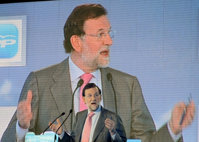 Mariano Rajoy, durante su discurso en Santiago de Compostela