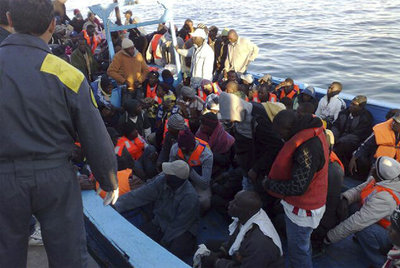 Desembarco el 13 de mayo en Lampedusa de inmigrantes procedentes de Libia.