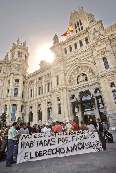 La manifestación de esta mañana ante el Palacio de Cibeles.