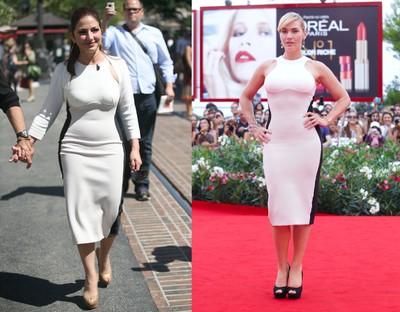 La actriz Kate Winslet y la cantante Gloria Estefan coinciden en estilismo, el mismo vestido de Stella MacCartney.