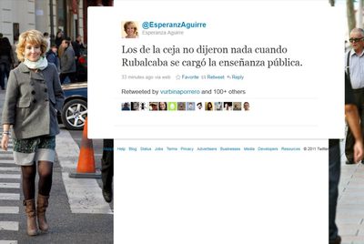 La cuenta oficial de Twitter de la presidenta de la Comunidad de Madrid ha incluido hoy una mención contra 