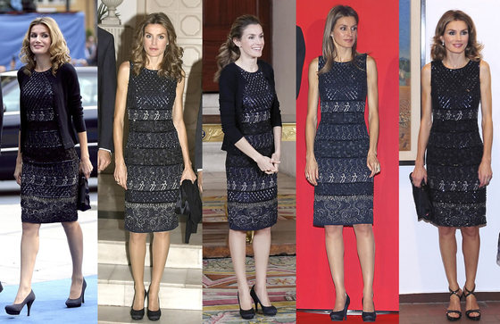 La princesa Letizia, en una serie de imágenes en las ocasiones en las que ha lucido el mismo modelo.  Ampliar imagen .