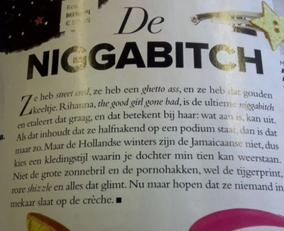 Artículo de la revista  Jackie  en el que se llama a Rihanna  niggabitch 
