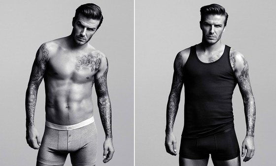 David Beckham en dos imágenes de la campaña de ropa interior de H&M, lanzada en enero de 2012  (Ver foto ampliada) 