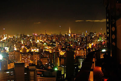 Panorámica nocturna desde el restaurante Terraço Italia de São Paulo