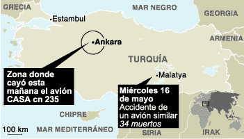 Tres técnicos españoles mueren en otro accidente de un avión CASA en Turquía