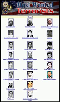 Página del FBI en la que se muestra la lista de terroristas más buscados.