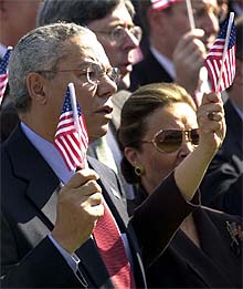 El secretario de Estado, durante el memorial a las víctimas celebrado en el Pentágono.
