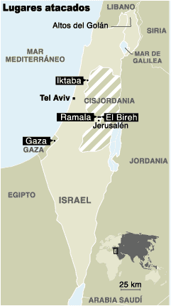 Los ataques israelíes contra Gaza y Ramala dejan tres muertos y cien heridos