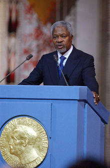 Annan señala al recibir el Nobel que "la paz no es propiedad de los Estados"